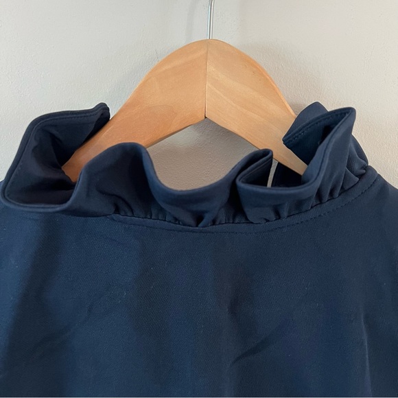 Tuckernuck Daphne swing mini dress Ladies xxl navy blue ruffle neck bow back - Picture 8 of 9